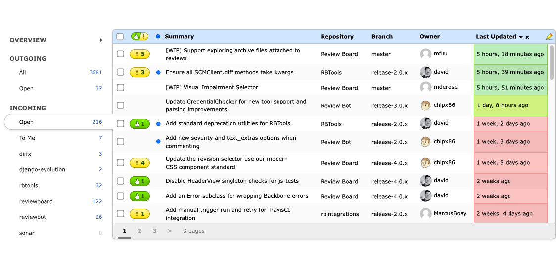 Screenshot of the RBCommons dashboard